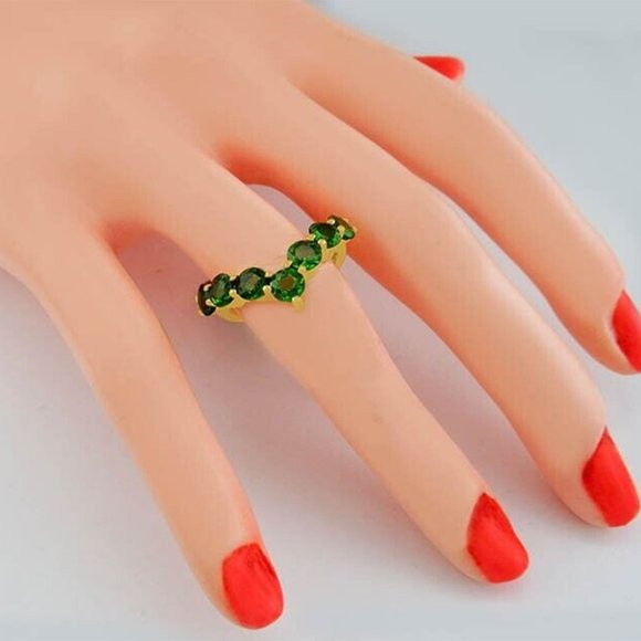 Genuine 1.75 Cts Tsavorite Ring .925 Sterling Silver - Picture 4 of 4